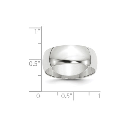 14K Weißgold 8mm leichter Trauring in Halbrundform
