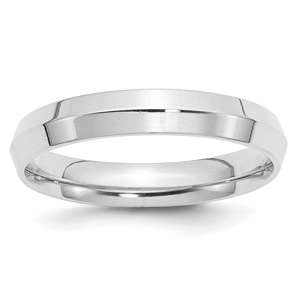 14K Weißgold 4 mm Ehering mit Messerkante und Komfort-Passform