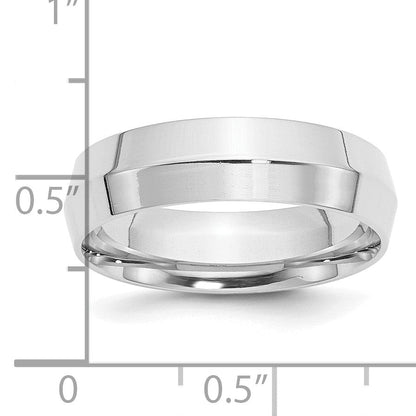 14K Weißgold 6 mm Ehering mit Messerkante und Komfort-Passform