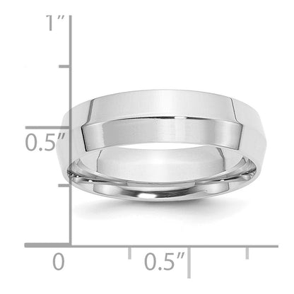 14K Weißgold 6 mm Ehering mit Messerkante und Komfort-Passform