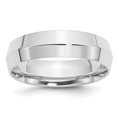 14K Weißgold 6 mm Ehering mit Messerkante und Komfort-Passform