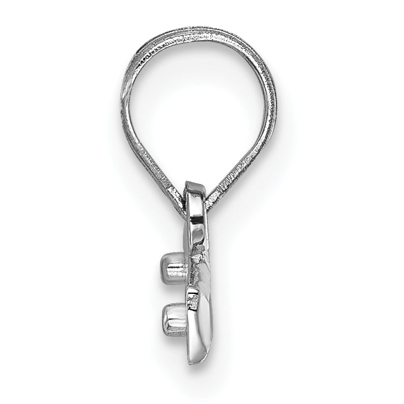 14k Weißgold großer gebürsteter Charm-Anhänger mit Diamantschliff-Zahl-Motiv