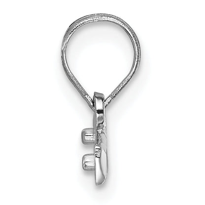 14k Weißgold großer gebürsteter Charm-Anhänger mit Diamantschliff-Zahl-Motiv