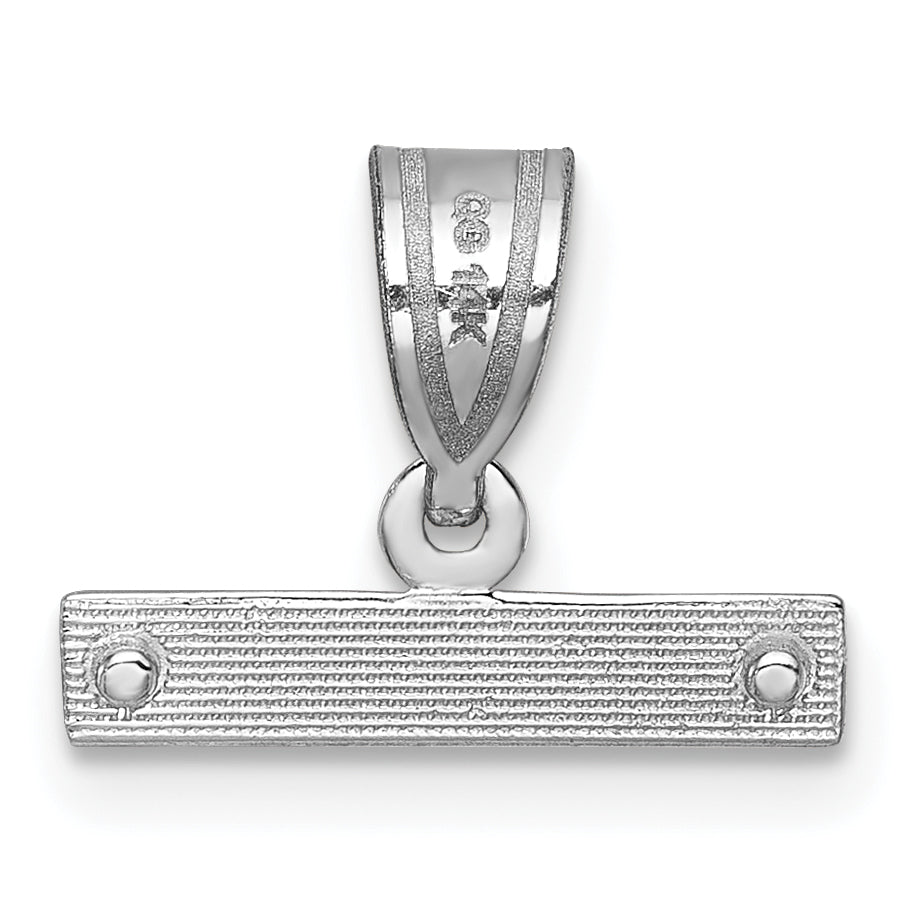 14k Weißgold großer gebürsteter Charm-Anhänger mit Diamantschliff-Zahl-Motiv