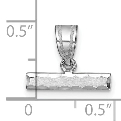 14k Weißgold großer gebürsteter Charm-Anhänger mit Diamantschliff-Zahl-Motiv