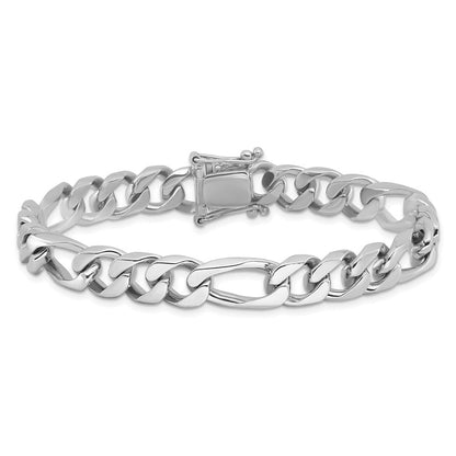 Massiv 14K Weißgold 9mm Hand Poliert Figaro Glieder mit Venezianer Catch Verschluss Gliederarmband