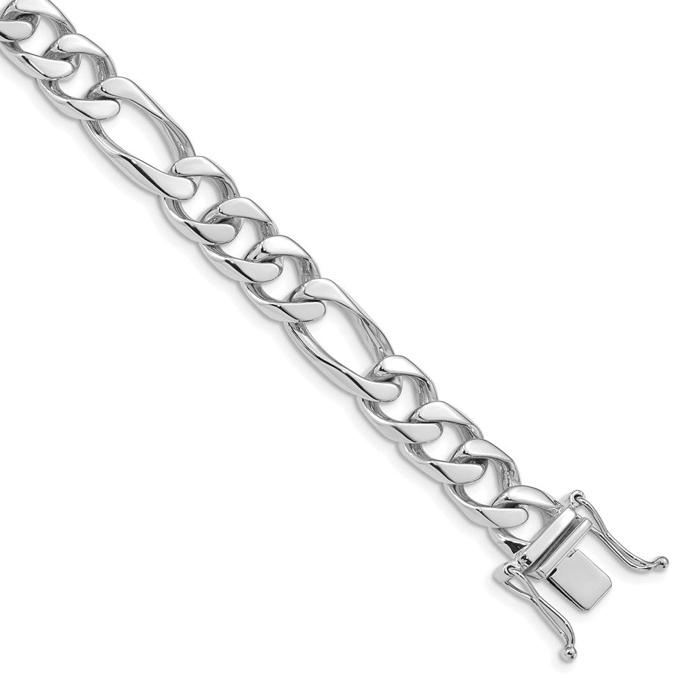 Massiv 14K Weißgold 9mm Hand Poliert Figaro Glieder mit Venezianer Catch Verschluss Gliederarmband