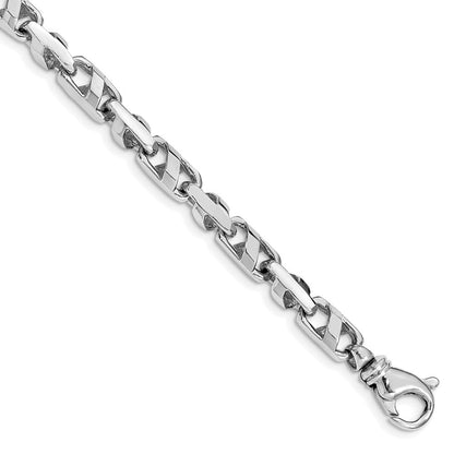 Massiv 14K Weißgold 5.5mm Fantasieglieder mit Fantasie Karabinerverschluss Gliederarmband
