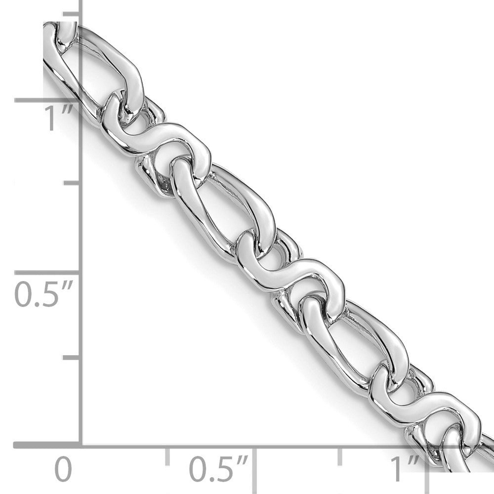 Massiv 14K Weißgold 4.8mm Hand Poliert Fantasieglieder mit Fantasie Karabinerverschluss Halskette