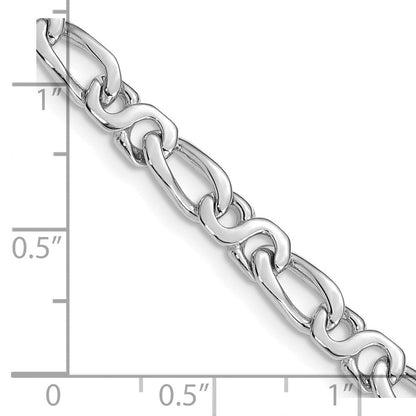 Massiv 14K Weißgold 4.8mm Hand Poliert Fantasieglieder mit Fantasie Karabinerverschluss Halskette
