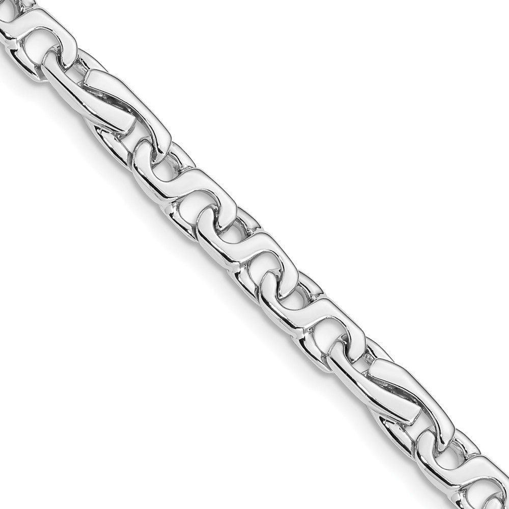 Massiv 14K Weißgold 5.8mm Hand Poliert Fantasieglieder mit Fantasie Karabinerverschluss Gliederarmband