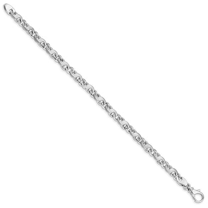 Massiv 14K Weißgold 5.4mm Hand Poliert und Satiniert Fantasie S-link mit Fantasie Karabinerverschluss Gliederarmband