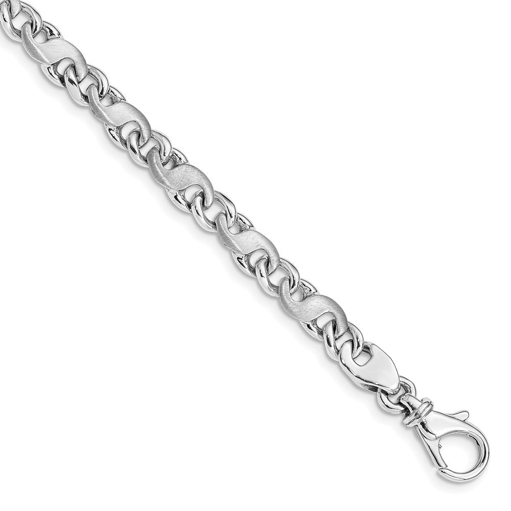 Massiv 14K Weißgold 5.4mm Hand Poliert und Satiniert Fantasie S-link mit Fantasie Karabinerverschluss Gliederarmband