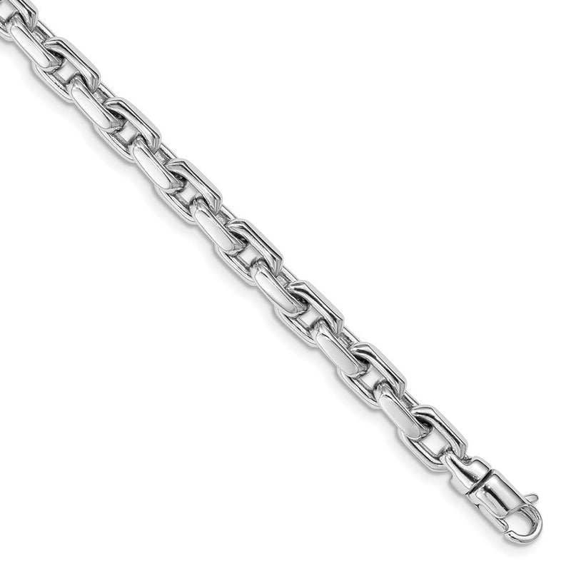 Massiv 14K Weißgold 5.4mm Hand Poliert Fantasieglieder mit Karabinerverschluss Gliederarmband