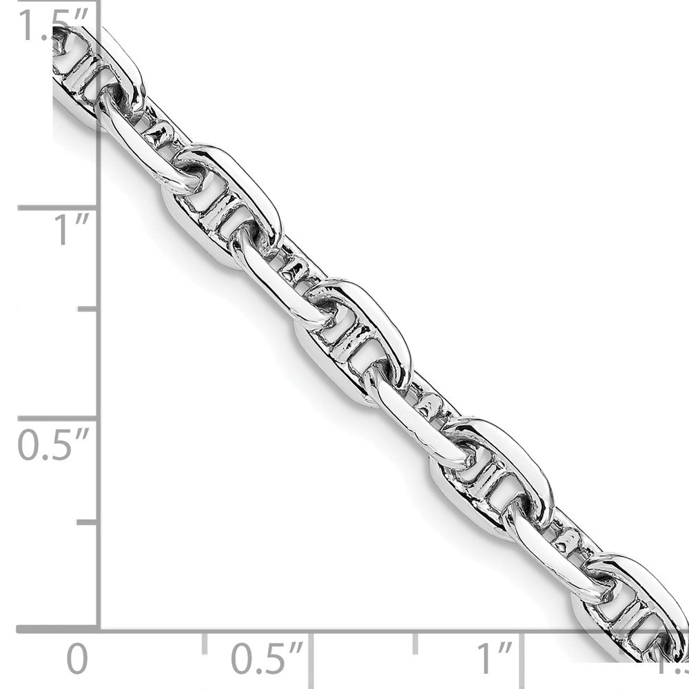 Massiv 14K Weißgold 5.1mm Hand Poliert Fantasieglieder mit Karabinerverschluss Gliederarmband
