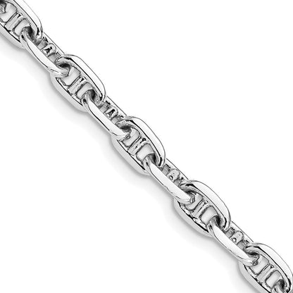 Massiv 14K Weißgold 5.1mm Hand Poliert Fantasieglieder mit Karabinerverschluss Gliederarmband