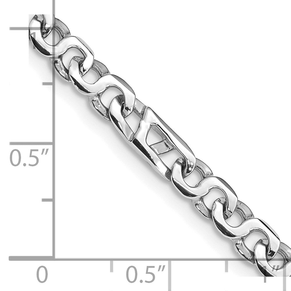 Massiv 14K Weißgold 4.3mm Hand Poliert Fantasieglieder mit Fantasie Karabinerverschluss Halskette
