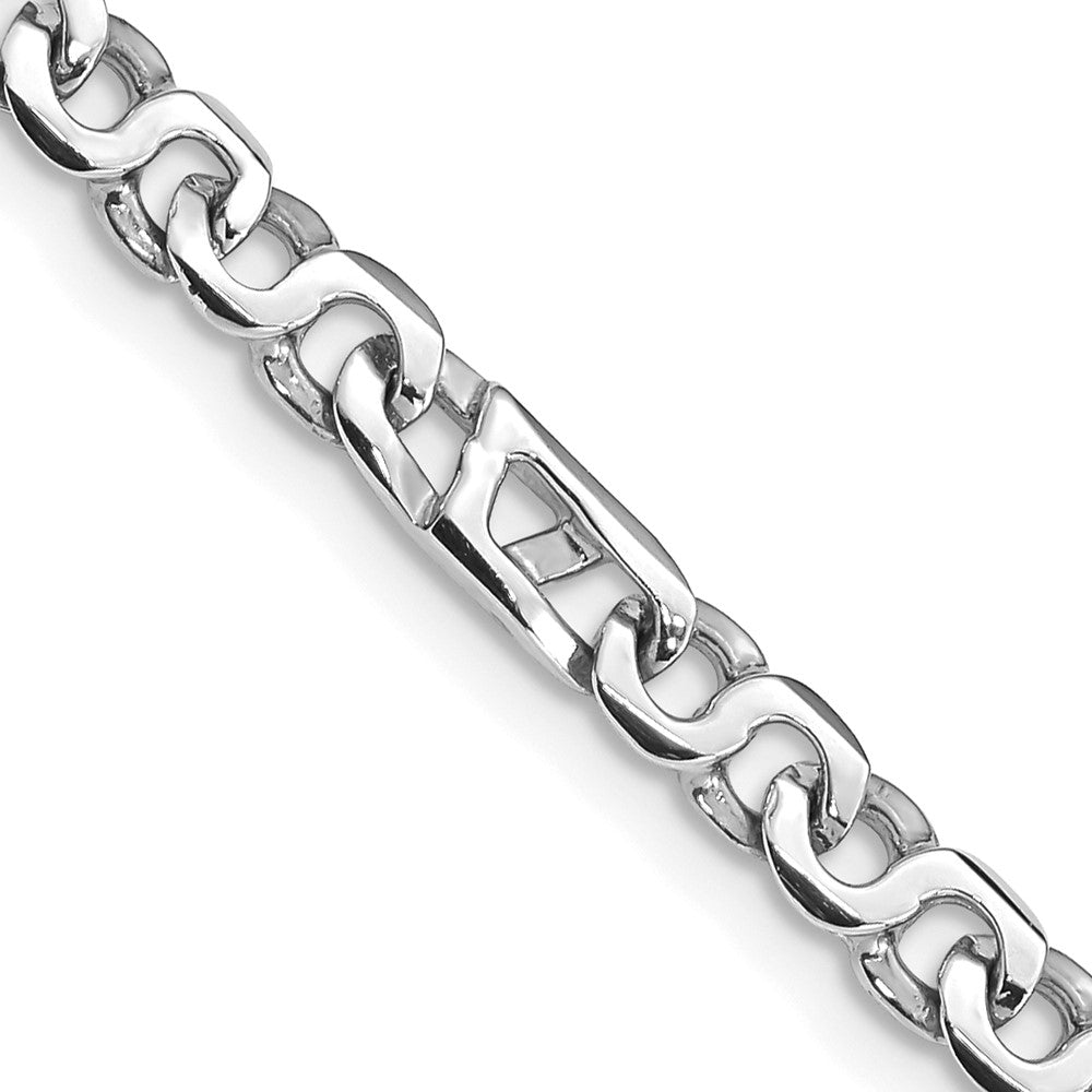 Massiv 14K Weißgold 4.3mm Hand Poliert Fantasieglieder mit Fantasie Karabinerverschluss Halskette