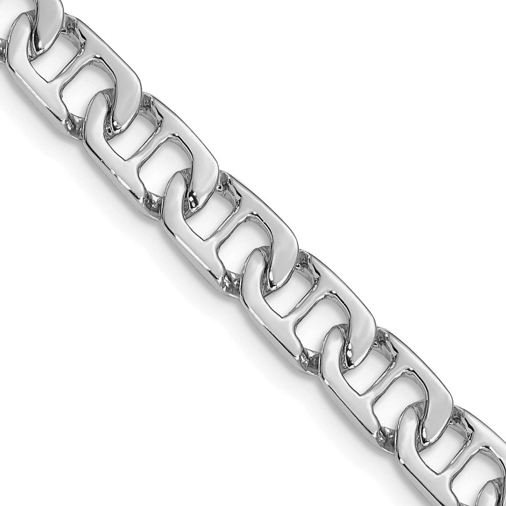 Massiv 14K Weißgold 6.5mm Hand Poliert Fantasie Anker Glieder mit Fantasie Karabinerverschluss Halskette
