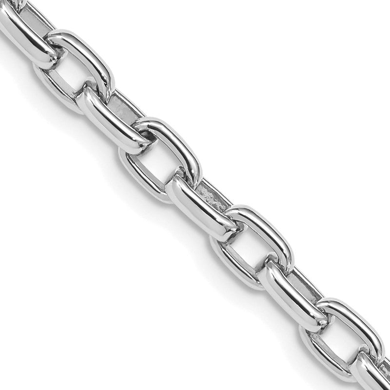Massiv 14K Weißgold 5mm Hand Poliert Fantasieglieder mit Karabinerverschluss Armband