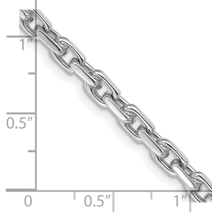 Massiv 14K Weißgold 18 Zoll 4.2mm Hand Poliert Fantasieglieder mit Karabinerverschluss Halskette