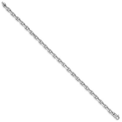 Massiv 14K Weißgold 4.2mm Hand Poliert Fantasieglieder mit Karabinerverschluss Gliederarmband
