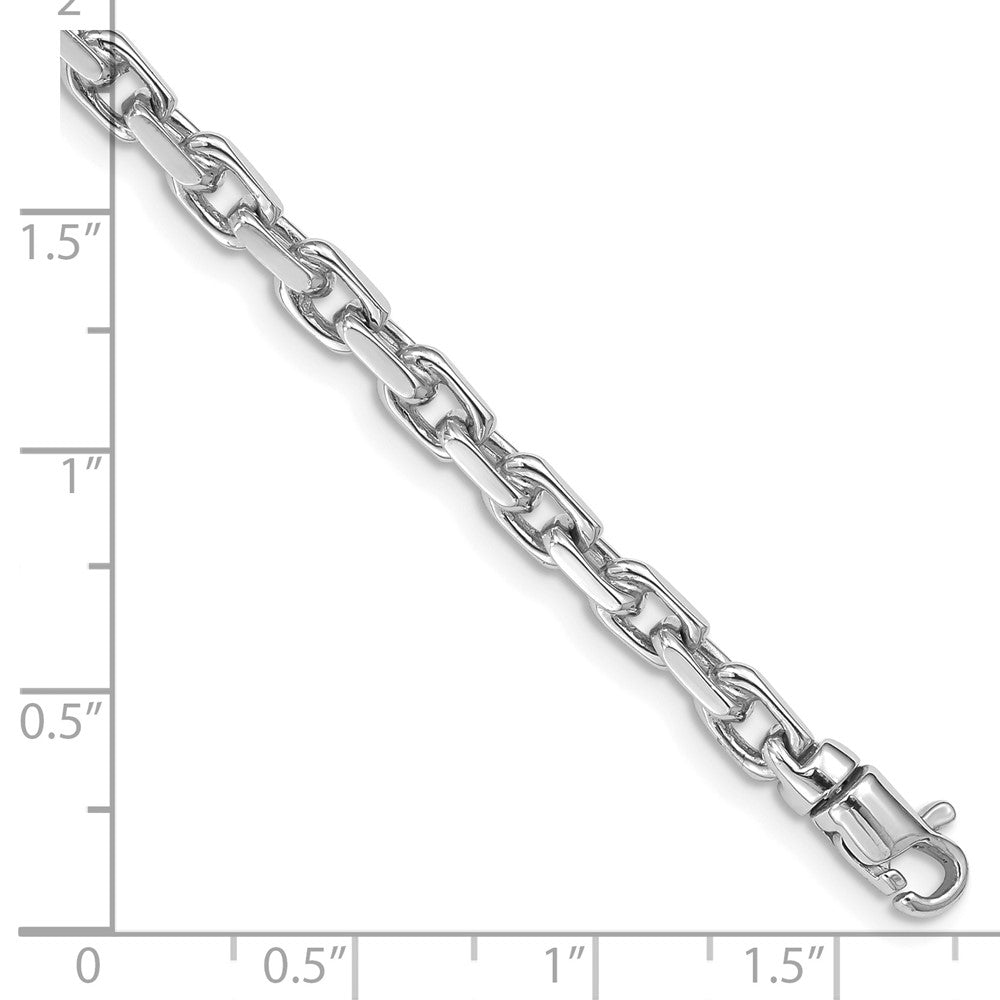 Massiv 14K Weißgold 4.2mm Hand Poliert Fantasieglieder mit Karabinerverschluss Gliederarmband