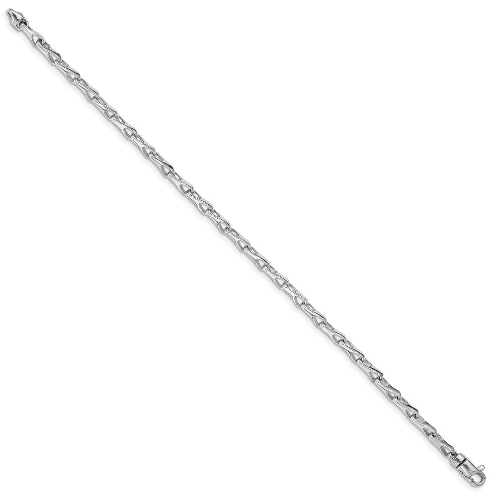 Massiv 14K Weißgold 3.5mm Hand Poliert Fantasieglieder mit Karabinerverschluss Armband