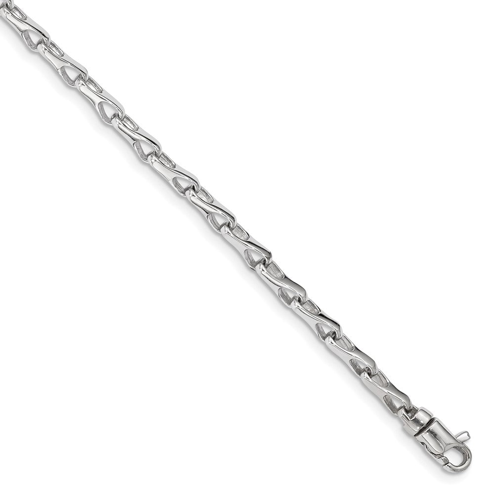 Massiv 14K Weißgold 3.5mm Hand Poliert Fantasieglieder mit Karabinerverschluss Armband