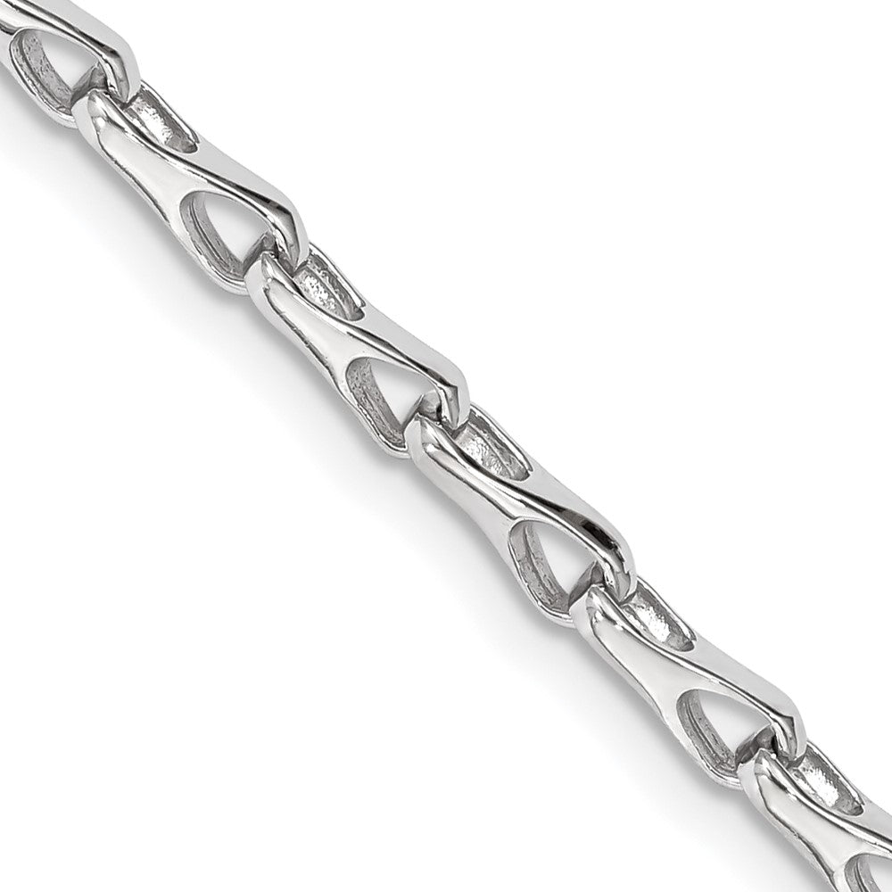 Massiv 14K Weißgold 3.5mm Hand Poliert Fantasieglieder mit Karabinerverschluss Halskette