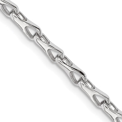 Massiv 14K Weißgold 3.5mm Hand Poliert Fantasieglieder mit Karabinerverschluss Halskette