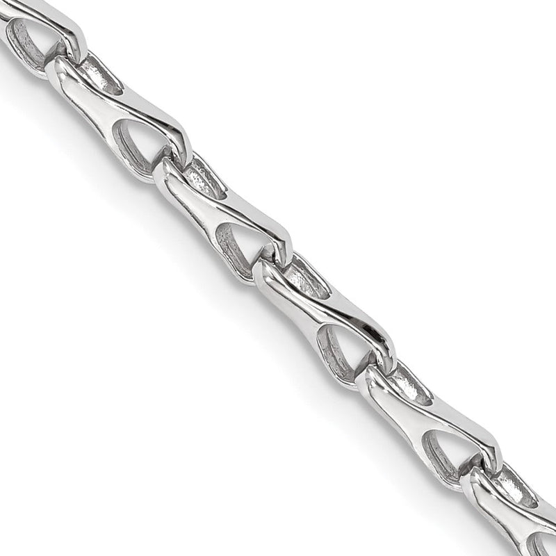 Massiv 14K Weißgold 3.5mm Hand Poliert Fantasieglieder mit Karabinerverschluss Halskette