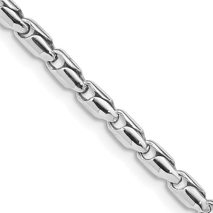 Massiv 14K Weißgold 3mm Hand Poliert Fantasieglieder mit Karabinerverschluss Halskette