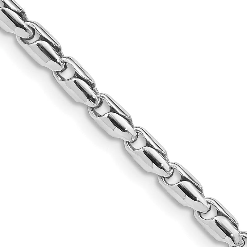 Massiv 14K Weißgold 3mm Hand Poliert Fantasieglieder mit Karabinerverschluss Armband