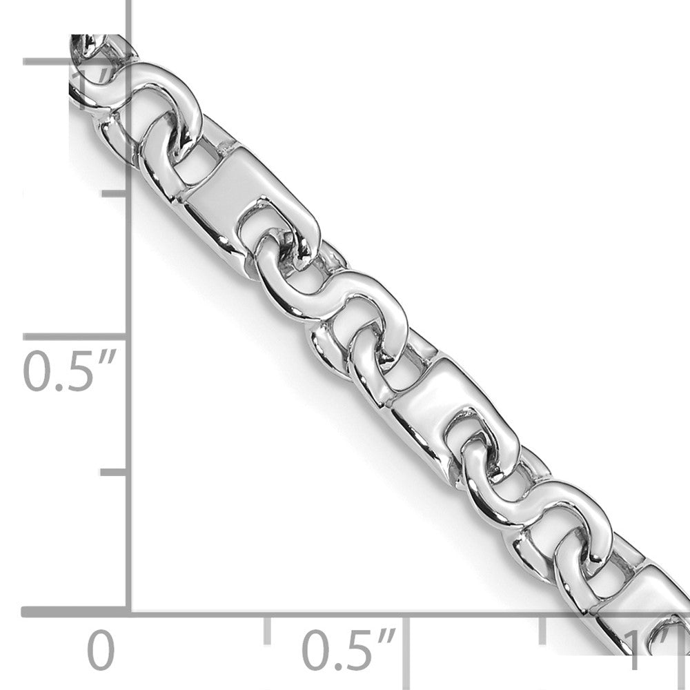 Massiv 14K Weißgold 4.4mm Hand Poliert Fantasieglieder mit Fantasie Karabinerverschluss Halskette