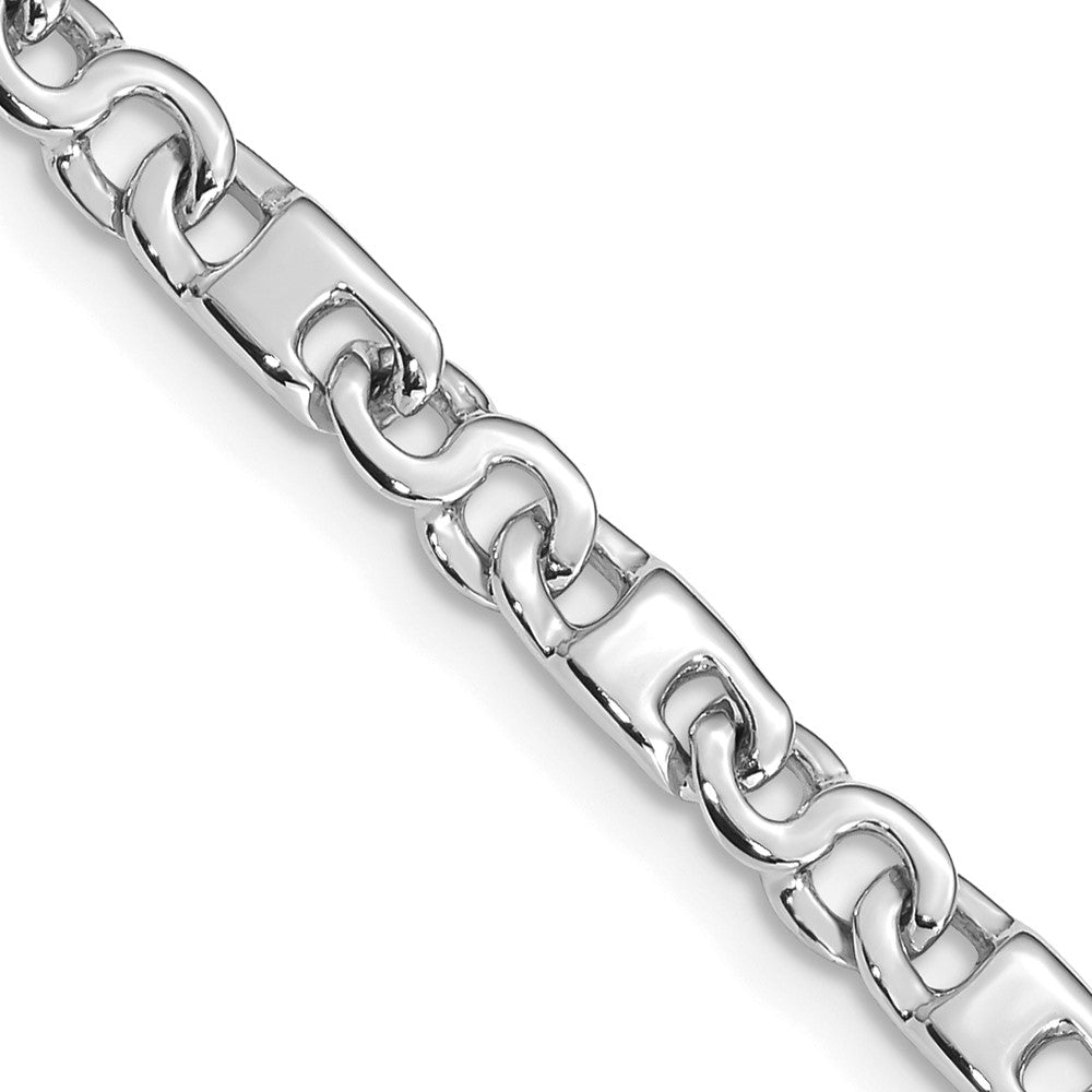 Massiv 14K Weißgold 4.4mm Hand Poliert Fantasieglieder mit Fantasie Karabinerverschluss Halskette