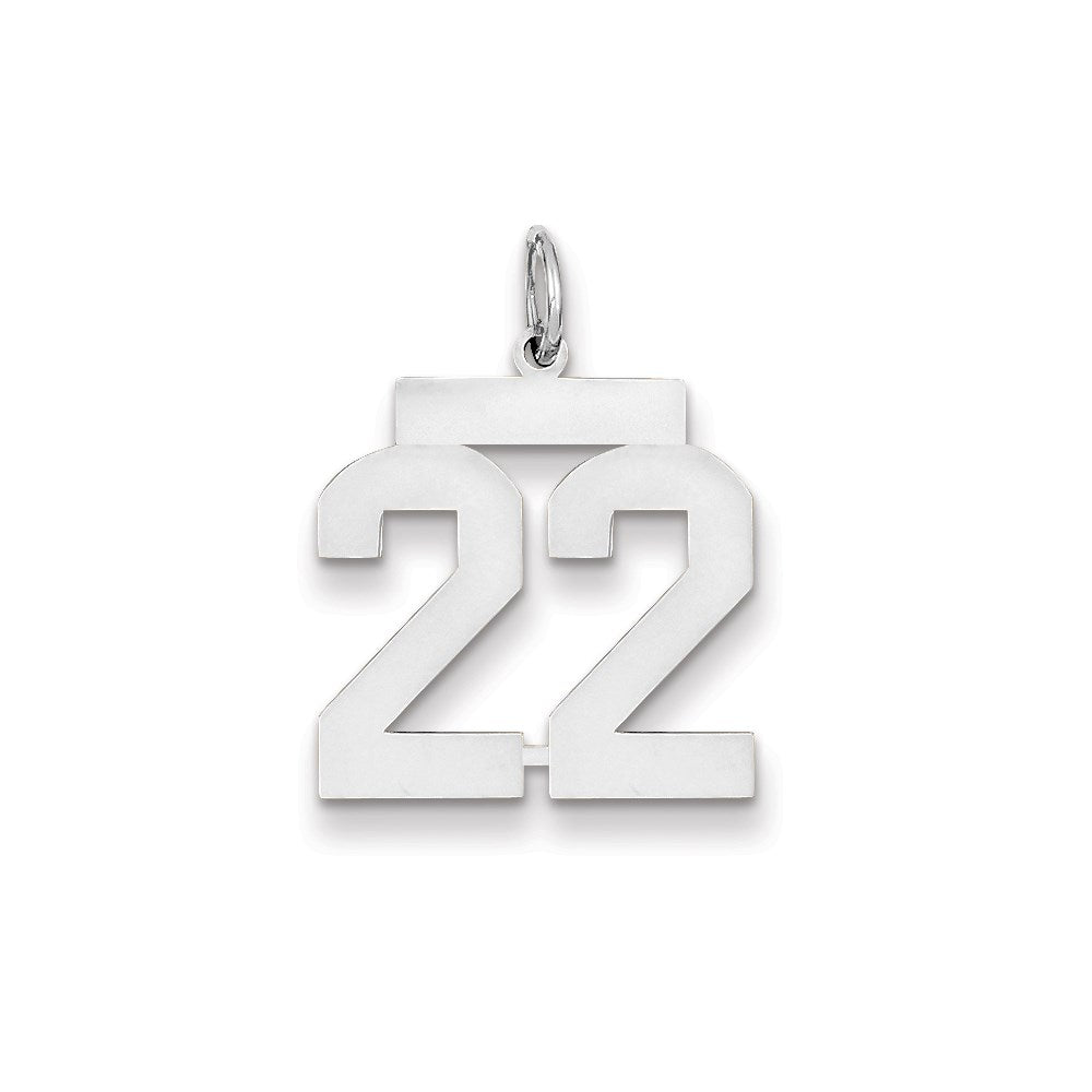 14K Weißgold Charm „Zahl 22“, mittelgroß, poliert