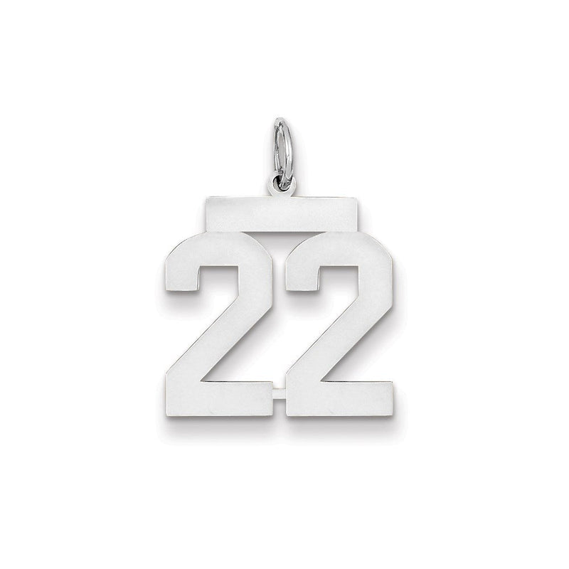 14K Weißgold Charm „Zahl 22“, mittelgroß, poliert