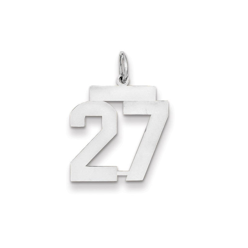 14K Weißgold WG mittelgroßer polierter Zahl-27-Charm