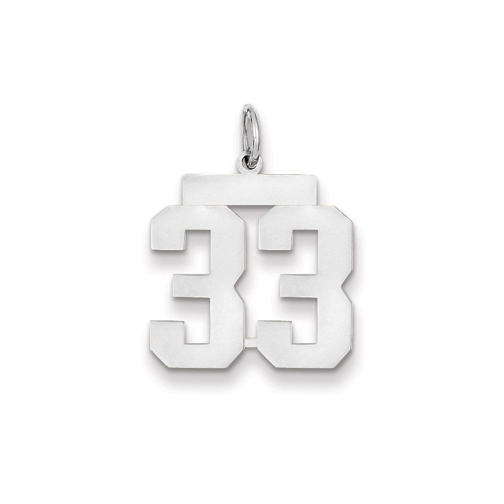 14K Weißgold WG mittelgroßer polierter Zahl-33-Charm