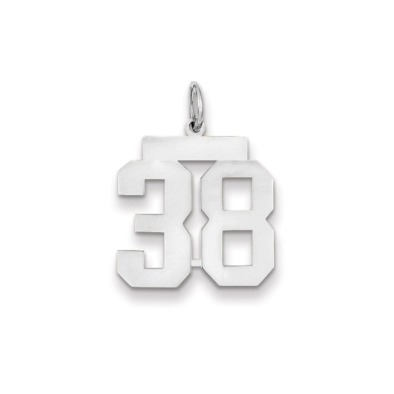 14K Weißgold WG mittelgroßer polierter Zahl-38-Charm