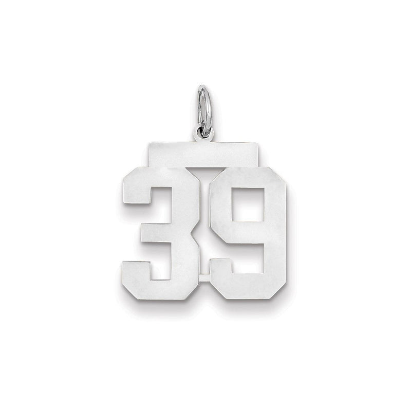 14K Weißgold WG mittelgroßer polierter Zahl-39-Charm