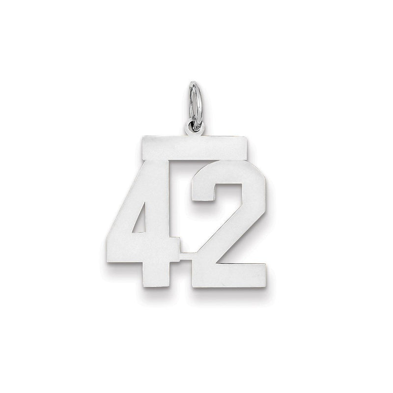 14K Weißgold WG mittelgroßer polierter Charm Nummer 42