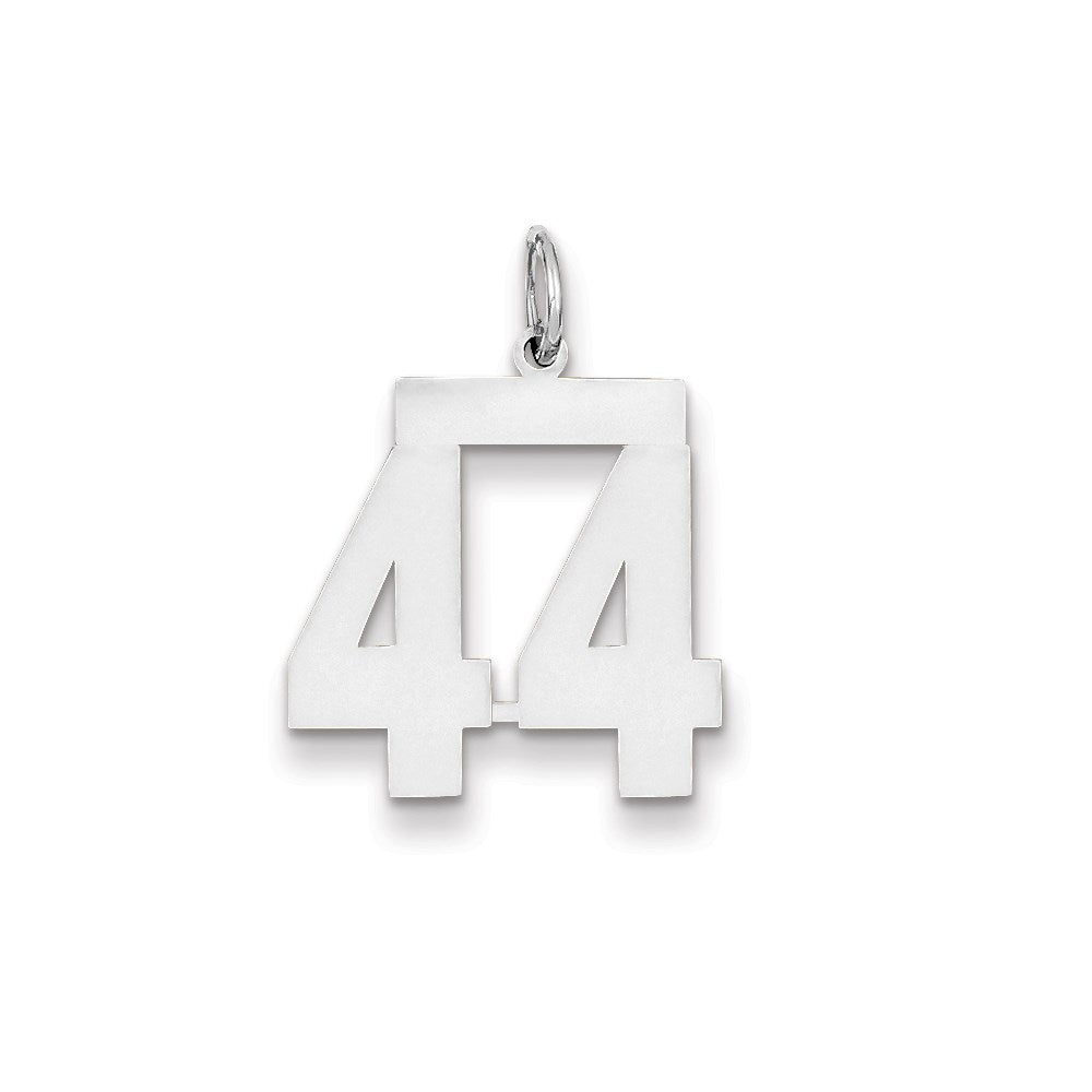 14K Weißgold WG mittelgroßer polierter Charm Nummer 44