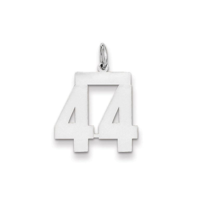14K Weißgold WG mittelgroßer polierter Charm Nummer 44