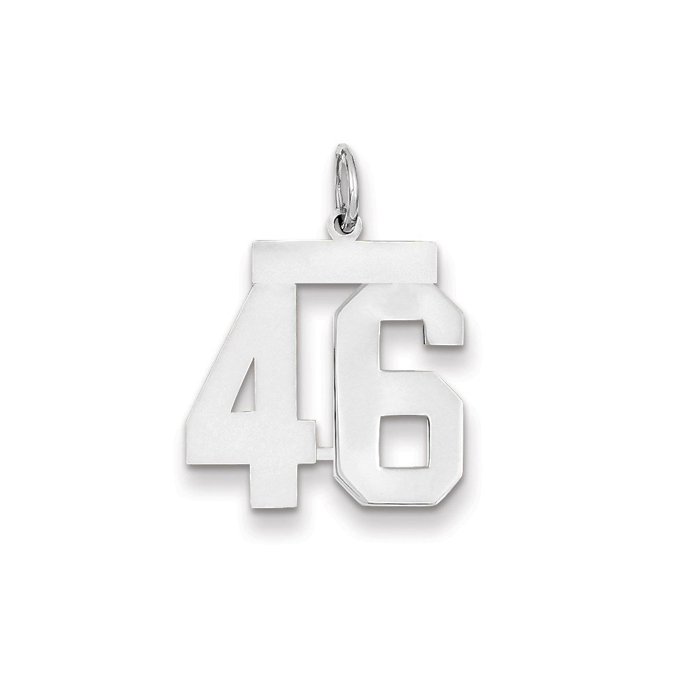 14K Weißgold WG Mittelgroßer Polierter Charm Zahl 46