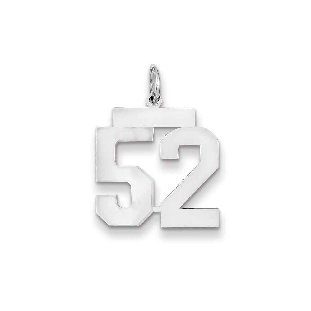 14K Weißgold WG mittelgroßer polierter Zahl-52-Charm