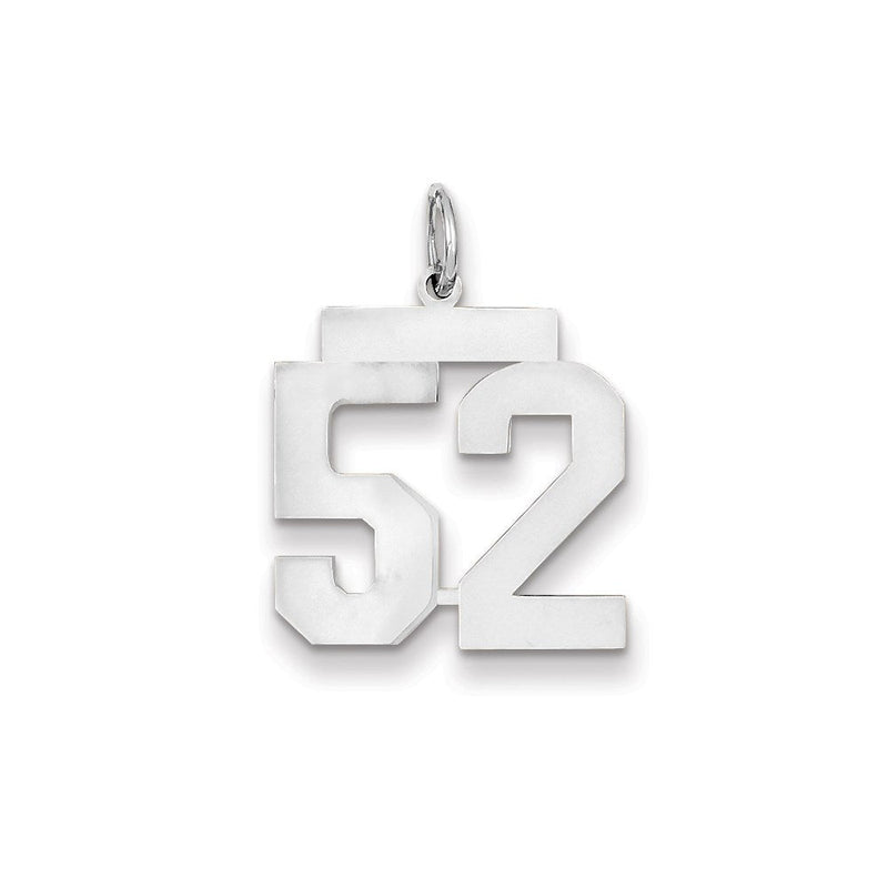 14K Weißgold WG mittelgroßer polierter Zahl-52-Charm