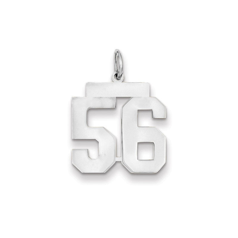 14K Weißgold WG mittelgroßer polierter Zahl-56-Charm