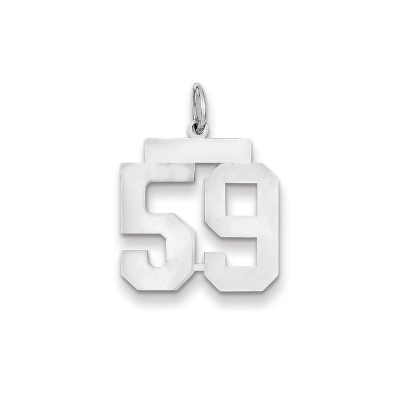 14K Weißgold WG mittelgroßer polierter Zahl-59-Charm
